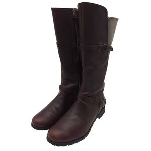 Teva (Women's 8.5) De La Vina‎ Burgundy Waterproof Leather Tall Zip Boots Riding